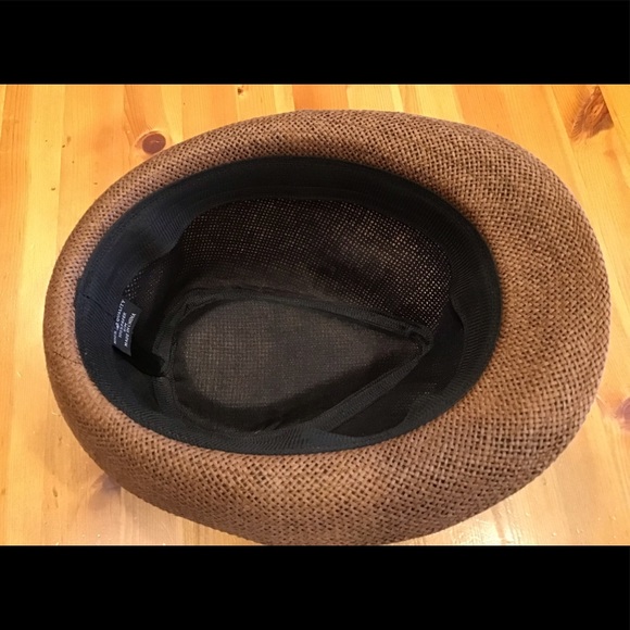 BROWN STRAW FEDORA WITH BLACK BAND SZ S/M - Picture 7 of 8